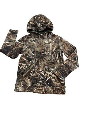 Under Armour Cold Gear Brown Camouflage Pull Over Hoodie Boys Size Youth Medium